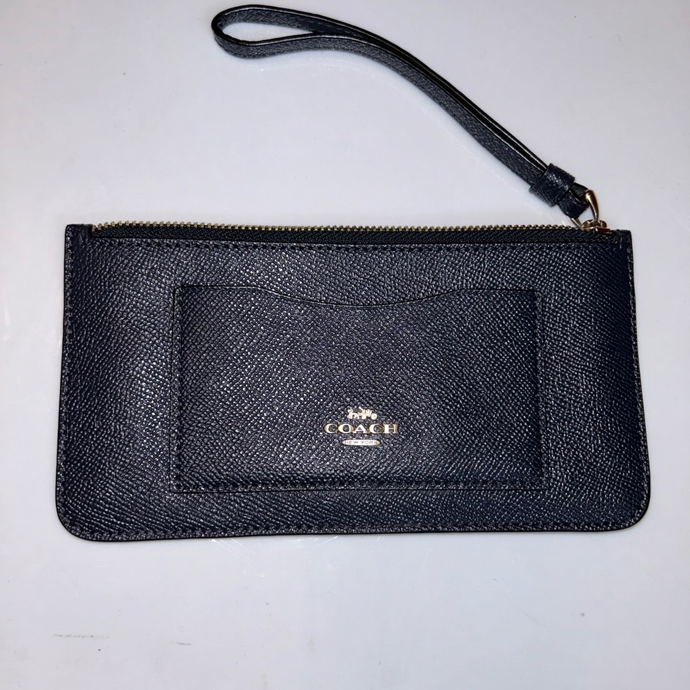 Coach midnight Leather Zip-top wallet/wristlet
